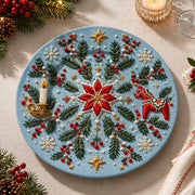 Christmas Decorative Charger Plate – Blue Poinsettia Star Candle - MintiHome