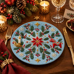 Christmas Decorative Charger Plate – Blue Poinsettia Star Candle - MintiHome