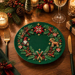 Christmas Decorative Charger Plate – Green Poinsettia Candle Horse - MintiHome