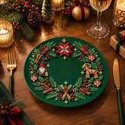 Christmas Decorative Charger Plate – Green Poinsettia Candle Horse - MintiHome