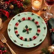 Christmas Decorative Charger Plate – Mint Candy Stripe Holly - MintiHome