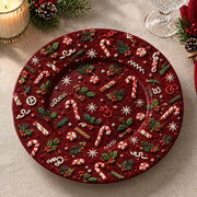 Christmas Decorative Charger Plate – Deep Red Candy Cane Field - MintiHome