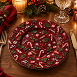 Christmas Decorative Charger Plate – Deep Red Candy Cane Field - MintiHome