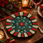 Christmas Decorative Charger Plate – Navy Candy Stripe Star - MintiHome