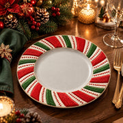 Christmas Decorative Charger Plate – Candy Stripe Open Centre - MintiHome
