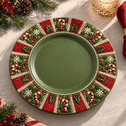 Christmas Decorative Charger Plate – Candy Stripe Holly Open Centre - MintiHome