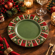 Christmas Decorative Charger Plate – Candy Stripe Holly Open Centre - MintiHome