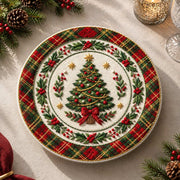 Christmas Decorative Charger Plate – Tartan Plaid Tree Medallion - MintiHome