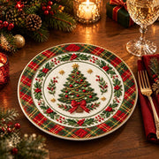 Christmas Decorative Charger Plate – Tartan Plaid Tree Medallion - MintiHome