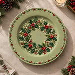 Christmas Decorative Charger Plate – Sage Holly Berry Wreath - MintiHome
