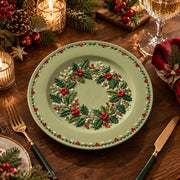Christmas Decorative Charger Plate – Sage Holly Berry Wreath - MintiHome