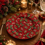 Christmas Decorative Charger Plate – Deep Red Holly Allover - MintiHome