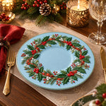 Christmas Decorative Charger Plate – Sky Blue Berry Cone Wreath - MintiHome