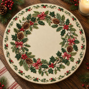 Christmas Decorative Charger Plate – Cream Leafy Cone Wreath - MintiHome