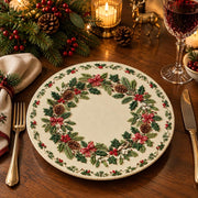 Christmas Decorative Charger Plate – Cream Leafy Cone Wreath - MintiHome