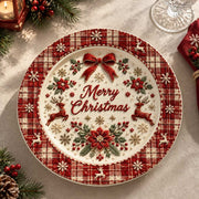 Christmas Decorative Charger Plate – Red Tartan Christmas Reindeer - MintiHome