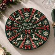 Christmas Decorative Charger Plate – Green Plaid Ribbon Christmas - MintiHome