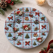 Christmas Decorative Charger Plate – Plaid Ribbon Gingerbread Grid - MintiHome