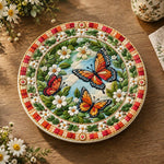 Easter Decorative Charger Plate – Cream Butterfly Daisy Ring - MintiHome