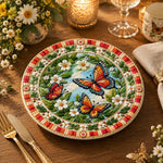 Easter Decorative Charger Plate – Cream Butterfly Daisy Ring - MintiHome