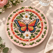 Easter Decorative Charger Plate – Pink Butterfly Daisy Medallion - MintiHome