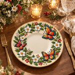 Easter Decorative Charger Plate – Cream Twin Butterfly Daisy Wreath - MintiHome