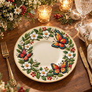 Easter Decorative Charger Plate – Cream Twin Butterfly Daisy Wreath - MintiHome