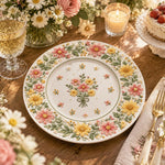 Easter Decorative Charger Plate – Cream Bouquet Meadow Allover - MintiHome