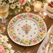 Easter Decorative Charger Plate – Cream Bouquet Meadow Allover - MintiHome