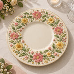 Easter Decorative Charger Plate – Cream Yellow Bloom Border Ring - MintiHome