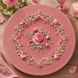Easter Decorative Charger Plate – Mauve Rose Filigree Medallion - MintiHome