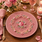 Easter Decorative Charger Plate – Mauve Rose Filigree Medallion - MintiHome
