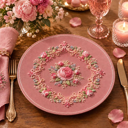 Easter Decorative Charger Plate – Mauve Rose Filigree Medallion - MintiHome