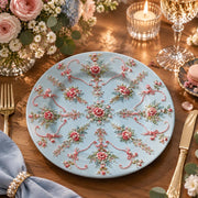 Easter Decorative Charger Plate – Ice Blue Radiating Floral Medallion - MintiHome