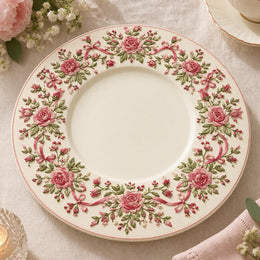 Easter Decorative Charger Plate – Cream Rose Leaf Border Ring - MintiHome