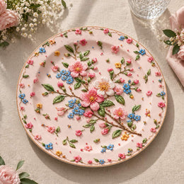 Easter Decorative Charger Plate – Pink Blossom Branch Bloom - MintiHome