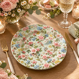 Easter Decorative Charger Plate – Cream Garden Floral Allover - MintiHome