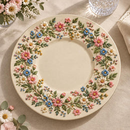 Easter Decorative Charger Plate – Cream Garden Border Ring - MintiHome