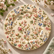 Easter Decorative Charger Plate – Cream Blossom Cornflower Allover - MintiHome