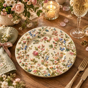 Easter Decorative Charger Plate – Cream Blossom Cornflower Allover - MintiHome