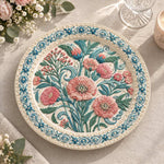 Daily Decorative Charger Plate – Folk Poppy Blue Border - MintiHome