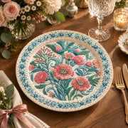 Daily Decorative Charger Plate – Folk Poppy Blue Border - MintiHome