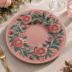 Daily Decorative Charger Plate – Rose Poppy Teal Wreath - MintiHome