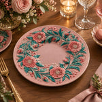 Daily Decorative Charger Plate – Rose Poppy Teal Wreath - MintiHome