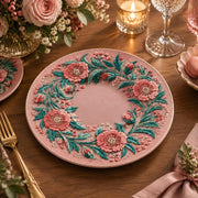 Daily Decorative Charger Plate – Rose Poppy Teal Wreath - MintiHome