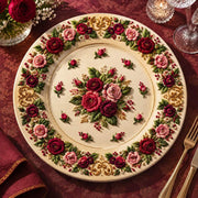 Daily Decorative Charger Plate – Cream Rose Medallion Border - MintiHome