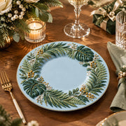 Daily Decorative Charger Plate – Sky Blue Tropical Leaf Wreath - MintiHome