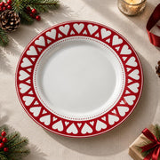 Valentine's Day Decorative Charger Plate – Cream Red Chevron Border - MintiHome