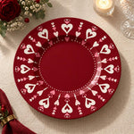 Valentine's Day Decorative Charger Plate – Deep Red Heart Chevron Ring - MintiHome