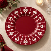 Valentine's Day Decorative Charger Plate – Deep Red Heart Chevron Ring - MintiHome